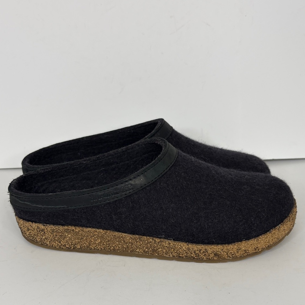 Haflinger Slippers Size 43 Mens 10 Gray Wool Felt Leather Trim Clog House Shoes